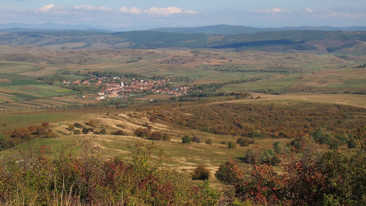 View of a village in the Romanian Carpathians